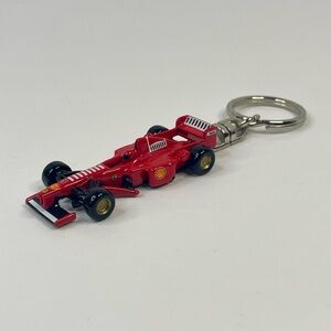 Shell And Ferrari Red Race Car Toy Keychain Key Ring Used